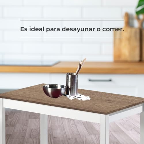Table fixe ASTIMESA blanche plateau chêne foncé robuste - 6