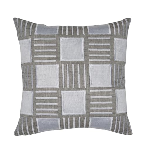 Image of Wakefit Designer Cushion Cover | 16x16 inch | Heavy Embroidery | Cotton & Linen Fabric on Both Sides | Pack of 1 | Grace & Grid | Grey
