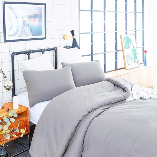 Houseri Light Grey Comforter Set Twin for Boys Girls Silver Gray Bedding Sets Pale Grey Comforters Light Gray Bed Toddler Kids College Soft Dorm Bed Comforter Twin by Houseri - Used condition - Image 2