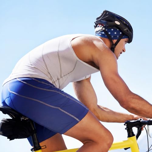 Image of Geyoga 4 Pieces Cooling Skull Cap Helmet Liner Sweat Wicking Beanie Head Wrap Bandana for Cycling Running Men Women