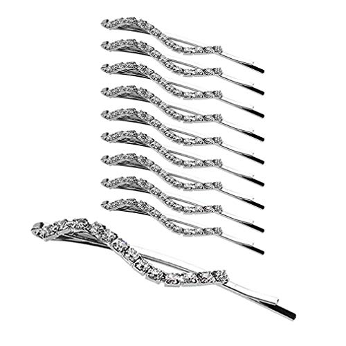 Boogaa Rhinestone Bobby Pins Crystal Hair Pins Metal Hair Clips Decorations for Lady Women Girls (12 PCS)