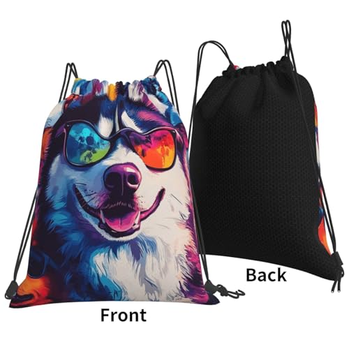 Colorful Dogs Print Drawstring Bags Gym Sports Travel Work Sack String Bag Yoga Bag Unisex Adult3