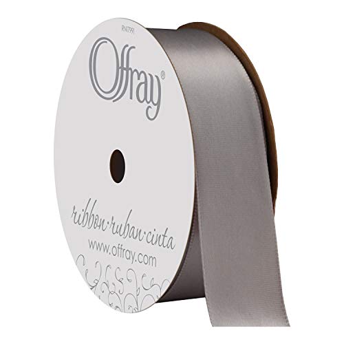 Image of Berwick Offray 072479 7 /8 inch Wide Single Face Satin Ribbon, Silver Gray, 6 Yds