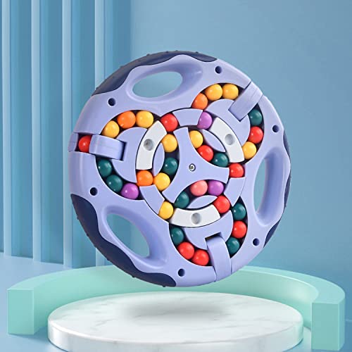 GERUI Rotierender Fingerwürfel Intelligenz Spiele, IQ Game Magic Bean Rotating Cube Spielzeug, Dekompression Puzzle Toys für Kinder Teens Erwachsene - Neueste Angst Linderung Spielzeug (Blau)