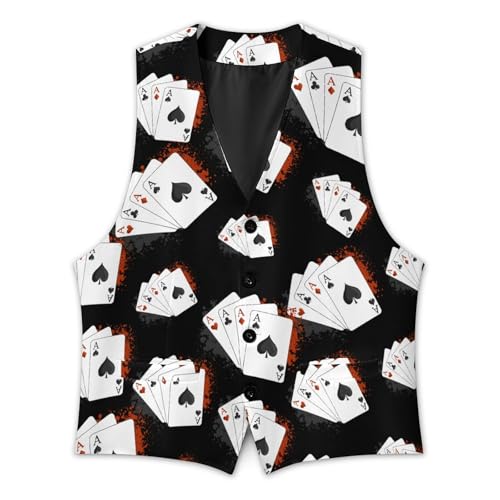 Four A Poker Playing Cards Funny Men's Formal Suit Vest Casual Business Dress Waistcoat Printed Vest Slim Fit2