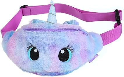 kerguelen Women Girls Kids Fluffy Fuzzy Unicorn Fanny Pack Tie Dye Rainbow Waist Pack Crossbody Purse Chest Bum Belt Bag-picture-49