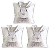 Bada Bing 3er Set Osterdeko Kissenhülle 3D Dekokissen Hase mit Schlappohren - Sofakissen Bezug in 40x40 cm Deko - Kissen mit Osterhase und Hasenlöffel - Couchkissen Zierkissen Wohnzimmer Schlafzimmer