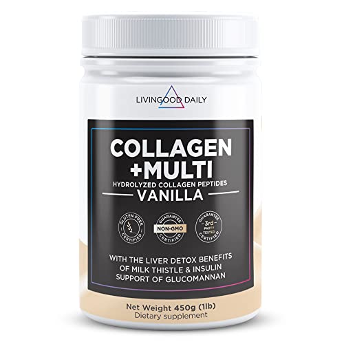 Livingood Daily Vanilla Collagen Powder, 30 Servings - Collagen Protein Powder (Collagen Type 1 And 3) Plus Multivitamin, Milk Thistle & Glucosamine - Hydrolyzed Collagen Peptides - 15.87Oz #TOP4