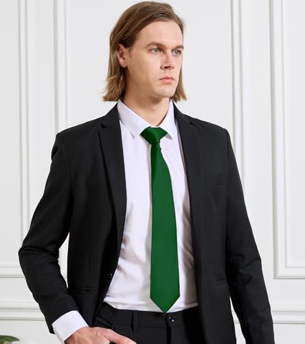 Image of KOOELLE Men's Ties Solid Pure Color Plain Neckties Formal Black Ties For Men