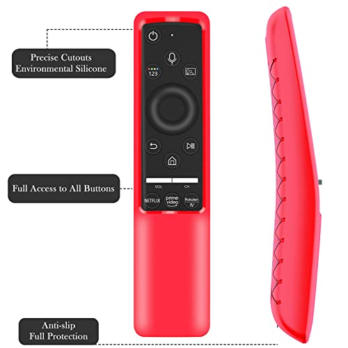 Image of Case Compatible with Samsung Smart TV Remote Controller BN59 Series, Light Weight Silicone Cover Protector Shockproof Anti-Slip Remote Skin Sleeve - Red