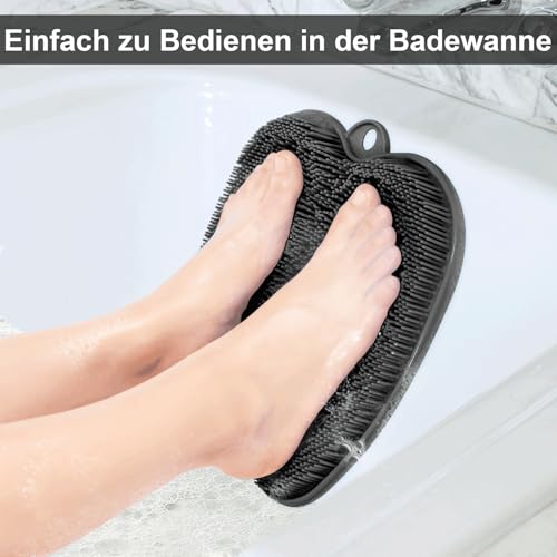 BESKAR Fußwäscher Bath Massage Pad mit Rutschfesten Saugnäpfen, Fuss Wäscher Dusche zum Reinigen der Füße Peeling No Bend, Fußpunkte Reflexzonenmatte zur Entspannung der Füße 3