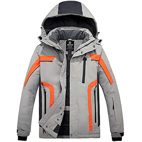 Wantdo Men's Warm Winter Jacket Waterproof Mountain Skiing Jacket Thermal Fleece Jacket Detachable Hood Windproof Coat Grey M Cover