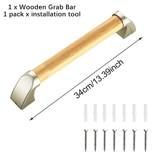 Wooden Grab Bar Wall Mounted Durable Grab Rails For Home Bathroom Withstand 80-100Kg(Size:34Cm/13.39Inch) #TOP1