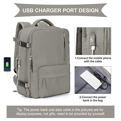 Wonhox Carry On Travel Laptop Backpack For Women Men Flight Approved,Backpack For Women Travel Bag Hiking Outdoor Sports Rucksack Casual Daypack, Grey Brown #TOP2