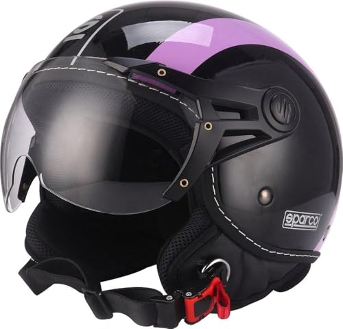 Sparco Riders Demi Jet 22682NGV Casco Moto, Nero/Viola, XL