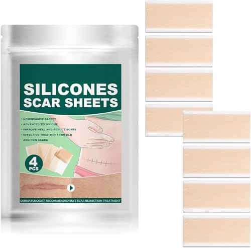 8 Pack Silicone Scar Sheets for Scar Removal - Soften and Flattens Scars Resulting from Surgery, Injury, Burns, C-Section and More - Breathable, Medical Silicone Scar Repair Sheets