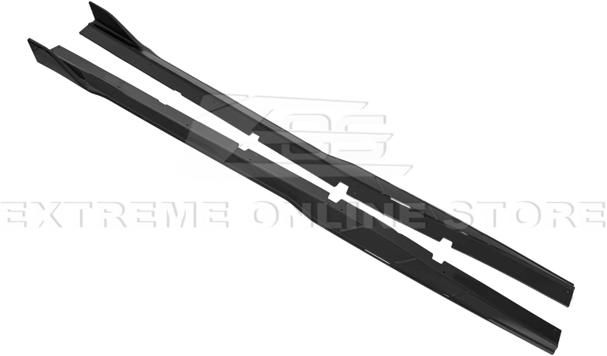 Replacement for 2015-Present Dodge Charger SRT Models | SRT Track Style ABS Plastic - Painted Glossy Black Side Skirts Rocker Panel Extension Pair