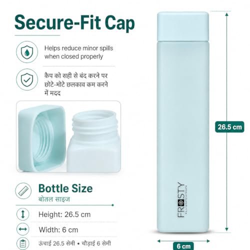 Image of Frosty Square Fridge Bottle Set of 6, 1 Litre Plastic Water Bottle Set for Fridge, Reusable Fridge Water Bottle Set for Home & Kitchen