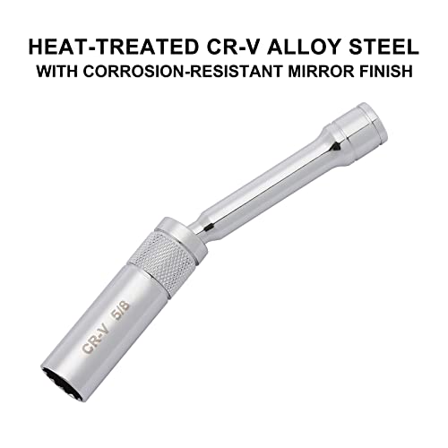 Mayouko 3/8" Drive 14Mm, 9/16", 5/8" Thin Wall Magnetic Swivel Spark Plug Socket, 12 Point, 1Mm Thin Wall, 14Mm X 4 Inch，9/16" X 6 Inch，5/8" X 11 Inch #TOP2