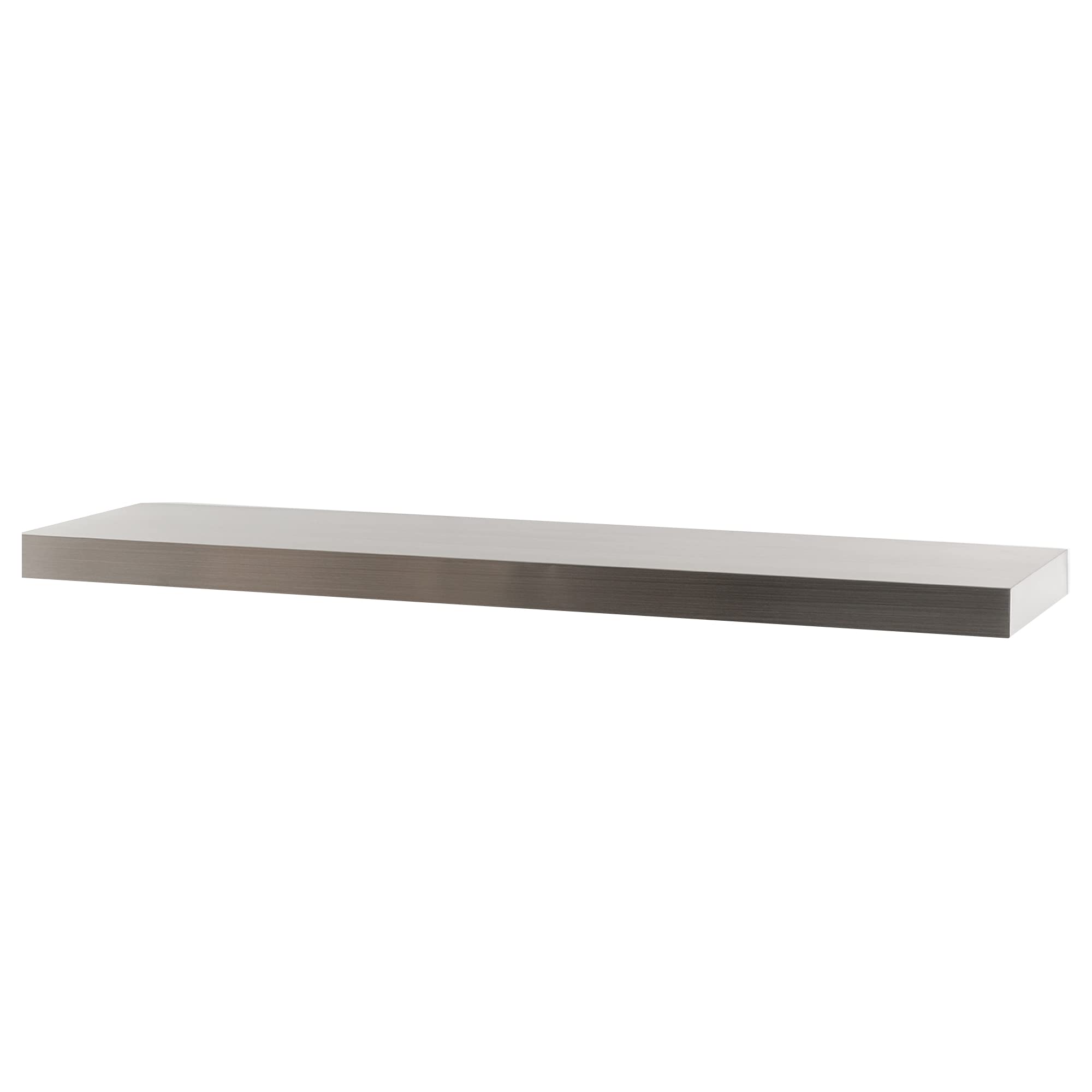 MANTELSDIRECT Titus 52 Inch Metal Stainless Steel Non-Combustible Fireplace Mantel Shelf - Brushed Finish Beautiful Modern Shelf Perfect for Electric