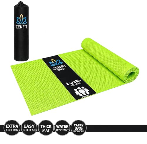 Image of Yoga Mats For Women Yoga Mat For Men Exercise Mat For Home Gym Mat Anti Slip YogaMate 4mm Workout Mat YogaMat For Kids Yoga Mate Gym Mats - Grey, Ethylene Vinyl Acetate (Green)