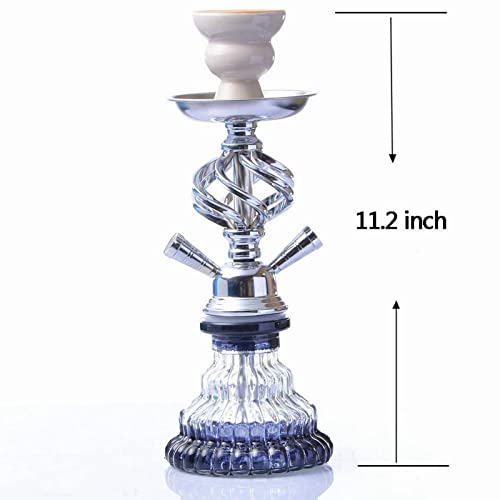 NBSMN Luxus modernes Glas Shisha 2 Schlauch Shisha Set - Original Aluminium Shisha Kit Verdickter Glasvasenboden Einfach… – Bild 3
