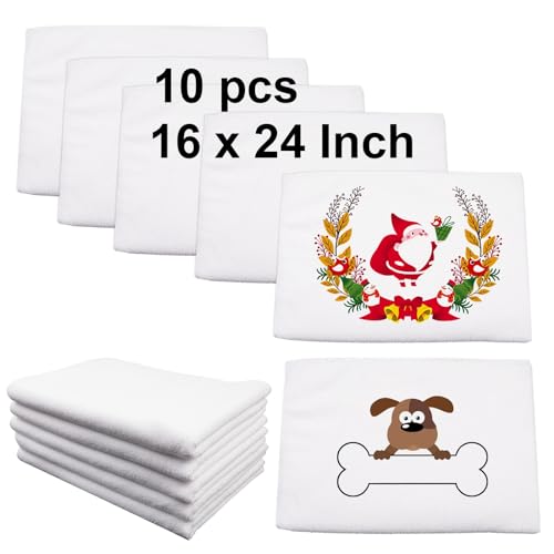 GEKIXUTP 10 Pcs Sublimation Towels Blank,16 x 24 Inch DIY Microfiber Sublimation Kitchen Towels Dish Towel,Tea Towel Blanks Kitchen Cleaning Supplies,White Sublimation Hand Towels by GEKIXUTP - Used condition - US$17.48