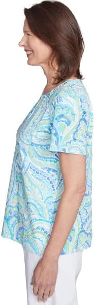Alfred Dunner Key Item Cotton Paisley Short Sleeve Top
