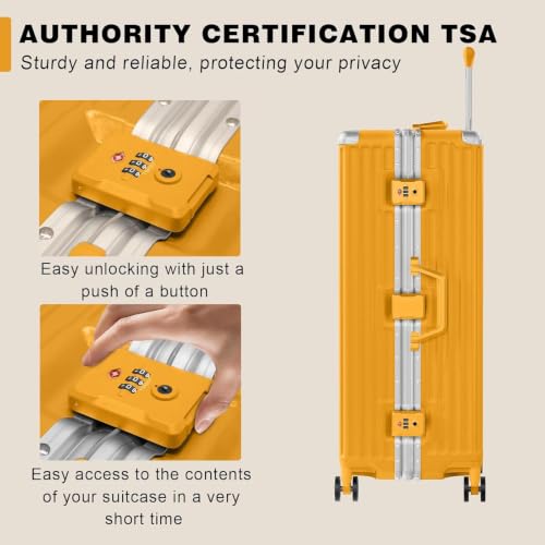Image of AnyZip Luggage Sets 2 Piece Aluminum Frame Carry On and Checked Suitcase PC ABS Hard Shell TSA Lock No Zipper(Orange, 20 /28)