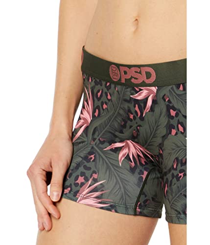 Psd Women's Sr Tropical Leo Boy Shorts, Green, M #TOP2