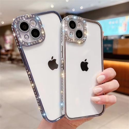 Coque iPhone 12 Pro Max antichoc violette transparente glitter diamond silicone soft - 2