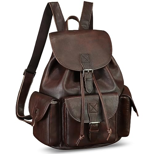 IVTG Leather Backpack for Men & Women Coffee