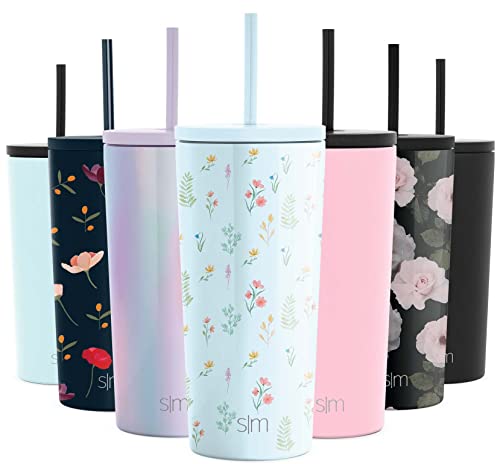 Simple Modern Insulated Tumbler With Lid And Straw | Iced Coffee Cup Reusable Stainless Steel Water Bottle Travel Mug | Spring Break Gifts For Her & Him | Classic Collection | 20Oz | Finley Floral #TOP11