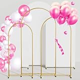 Bearfire Arch Backdrop Stand and Cover Set 7.2FT/6.6FT/6FT, Gold Wedding Arch Frame with White Arch Cover Stretchy Spandex Wrinkle-Resistant, Wedding Arches for Ceremony Birthday Party Baby Shower