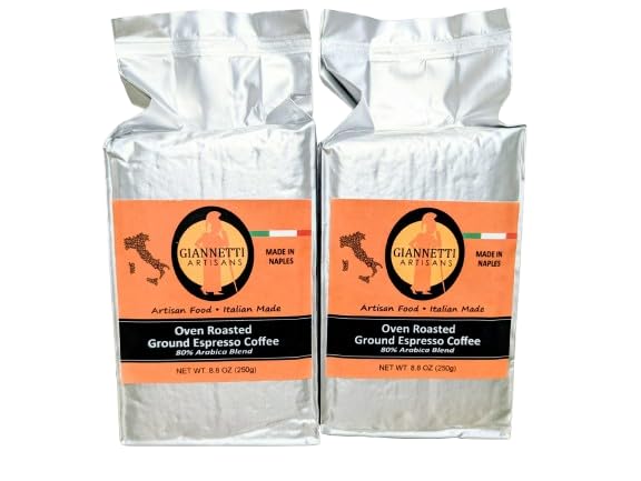 Giannetti Artisans Italian Ground Espresso Coffee from Naples (2-Pack)