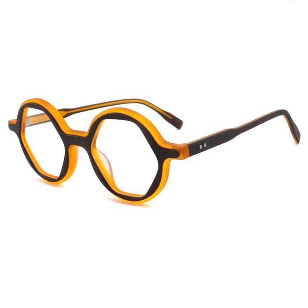 Monture de lunettes polygonale acétate verres transparents rétro