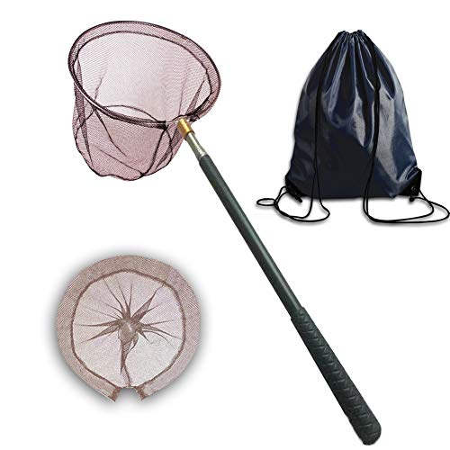 玉網 折りたたみ タモ網 アルミ合金 軽量 釣りネット 淡水海水適用 コンパクト 釣り 網 渓流 交換用網付き 収納袋付き (ブラック) 1枚目
