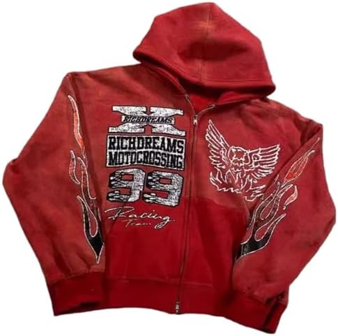 OANTGM Zip Up Hoodie Grunge Jackets Streetwear Y2k Unisex Emo