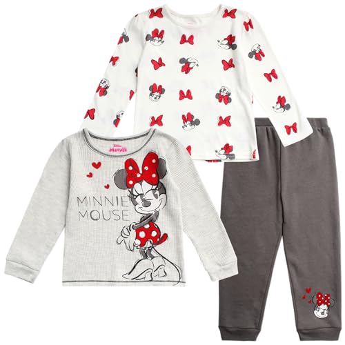 Image of Disney Girls 3 Piece Jogset Minnie Mouse, Winnie the Pooh Girls T-Shirt, Pant and Fleece Pants Set (2T-6X)