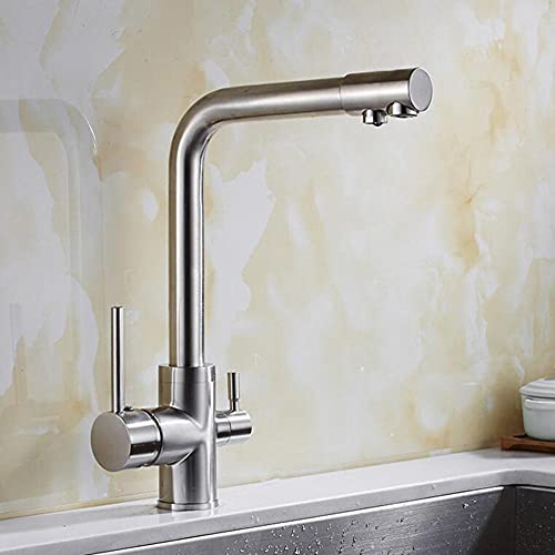 Robinet cuisine 3 voies eau potable laiton antique pour îlot central