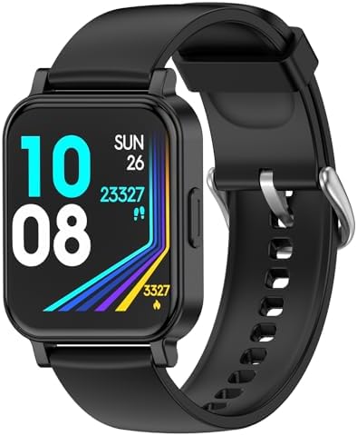 POIUZET Fitness Tracker, Fitness Watch With Heart Rate Monitor, Step Counter, Sleep Monitor, Calorie Tracking, Waterproof Activity Tracker With Blood Oxygen Smart Watch For Android iPhones, Black
