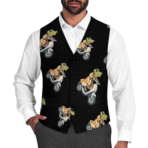 Frog Ride Motorcycle Mens Slim Fit Suit Vest Dress Waistcoat Casual Business Vest