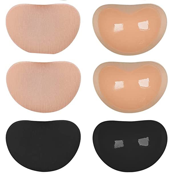 HOTSOBra Inserts Self-Adhesive 3 Pairs Breast Enhancer Push up Pads Silicone Chicken Fillet Padding Removable for Bikini Swimwear Sports Underwear
