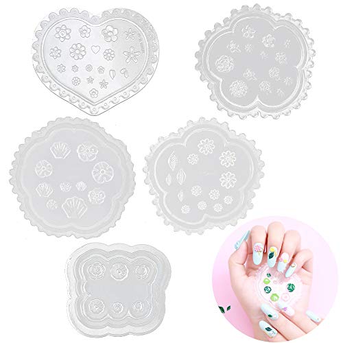 5 Pcs Flowers 3D Silicone Mold Nails Art Carving Mold for DIY Nail