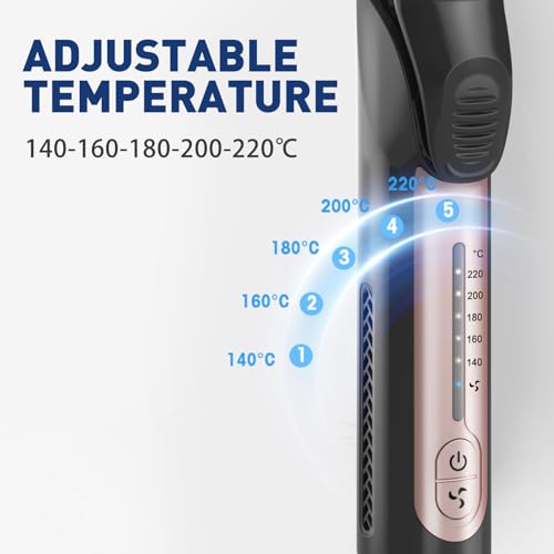 TANSHINE 360° Airflow 2-in-1 Curling Wand & Flat Iron for All Hair Types, Travel-Friendly with Adjustable Temperature and Cooling Vents