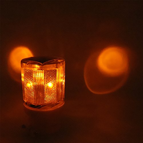 Aolyty Led Solar Strobe Warning Light Flashing Construction Safety Road Barricade Traffic Automatic Vehicle Signal Beacon Lamp Waterproof Automatically Turn On (Yellow) #TOP1