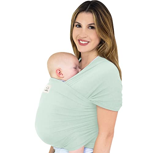 Image of KeaBabies Baby Wrap Carrier - All in 1 Original Breathable Baby Sling, Lightweight,Hands Free Baby Carrier Sling, Baby Carrier Wrap, Baby Carriers for Newborn, Infant, Baby Wraps Carrier (Light Mint)