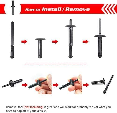 Image of OTUAYAUTO 10184895 140PCS Fender Flare Bumper Door Trim Plastic Rivet Retainer Clips 1 /4 Hole Replacement for Jeep Wrangler 07-20 Liberty 02-12, Chrysler 300 99-10 Nylon Fastener 6506007AA N803862-S