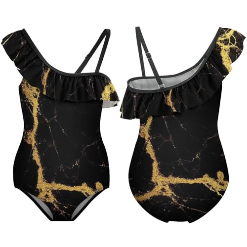 One Piece Beach Bathing Suit Cute One Shoulder Floral Ruffle Swimsuit3