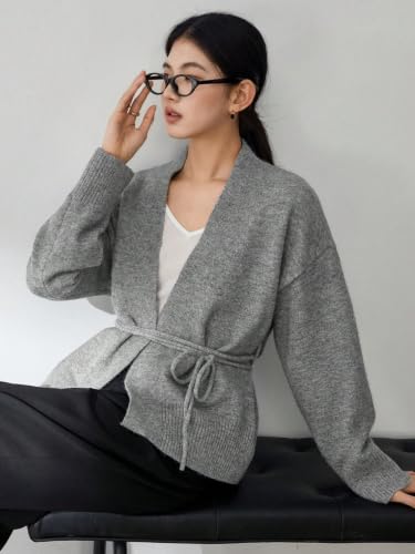 Image of WDIRARA Women's Wrap Long Sleeve Tie Front Cardigan